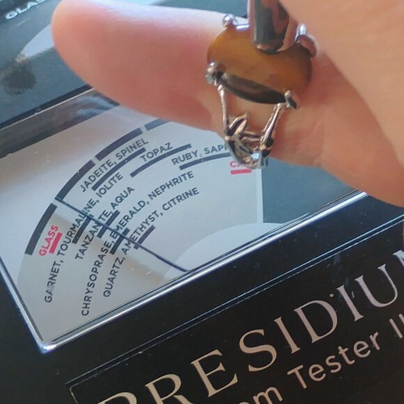 Oval Tiger Eye Ring Silver Leaf Setting Size 6.5 - Picture 6 of 9